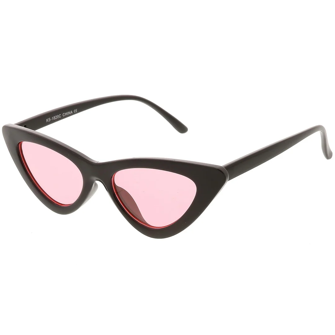 Womens Exaggerated Slim Black Frame Cat Eye glasses Color Tinted Lens 48mm
