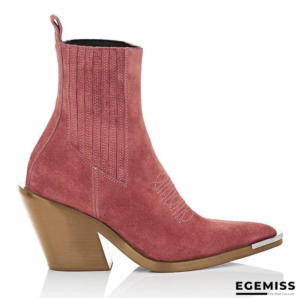Chunky Heel Pointed Ankle Boots | EGEMISS