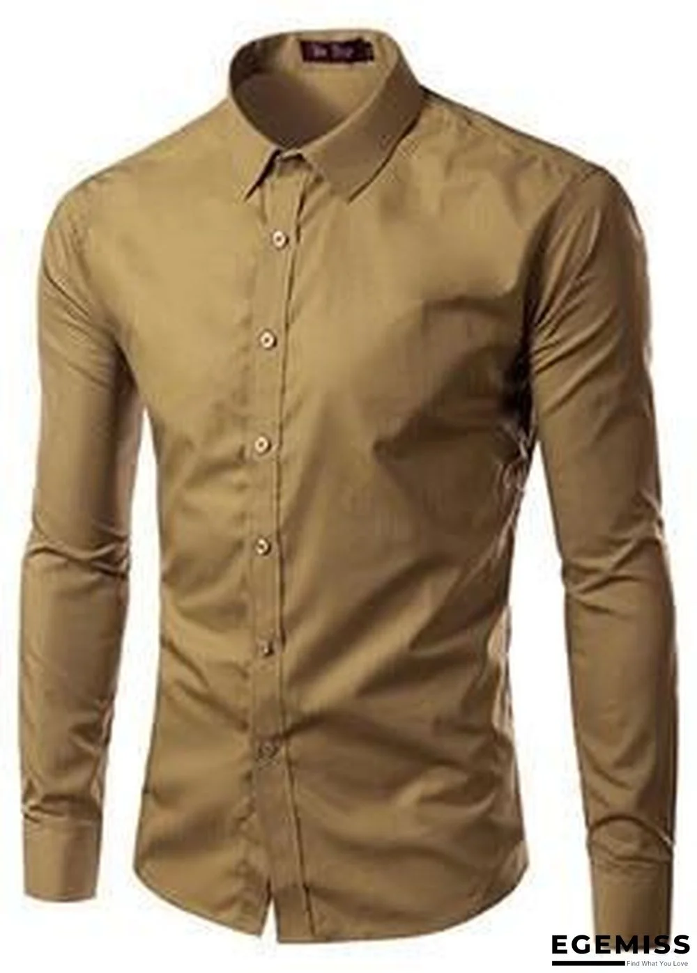 Men Fashion Long Sleeve Solid Color Shirt | EGEMISS