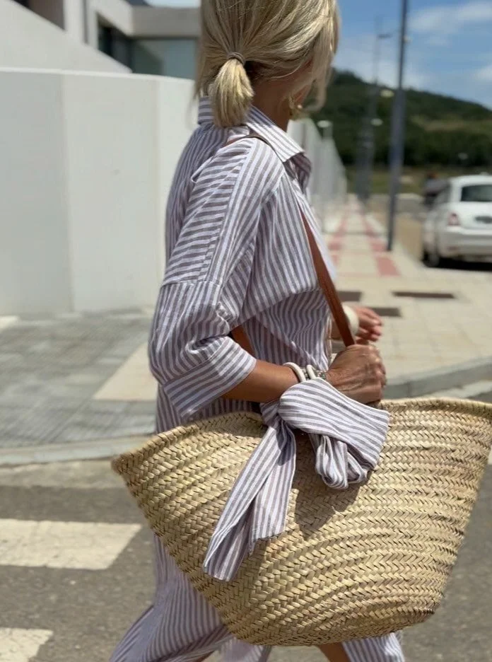 classic striped lace up shirt dress Classic Striped Lace-Up Shirt Dress 3/4 Sleeve Button Down Maxi Cotton Long V Neck for Women Shirt Dresses (Gray-b,Medium) : Amazon.ca: Clothing, Shoes & Accessories