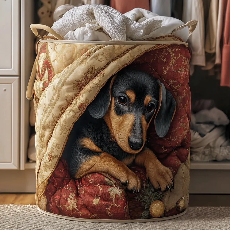 Sneaky Puppy Quilted Laundry Basket GFTONT4517