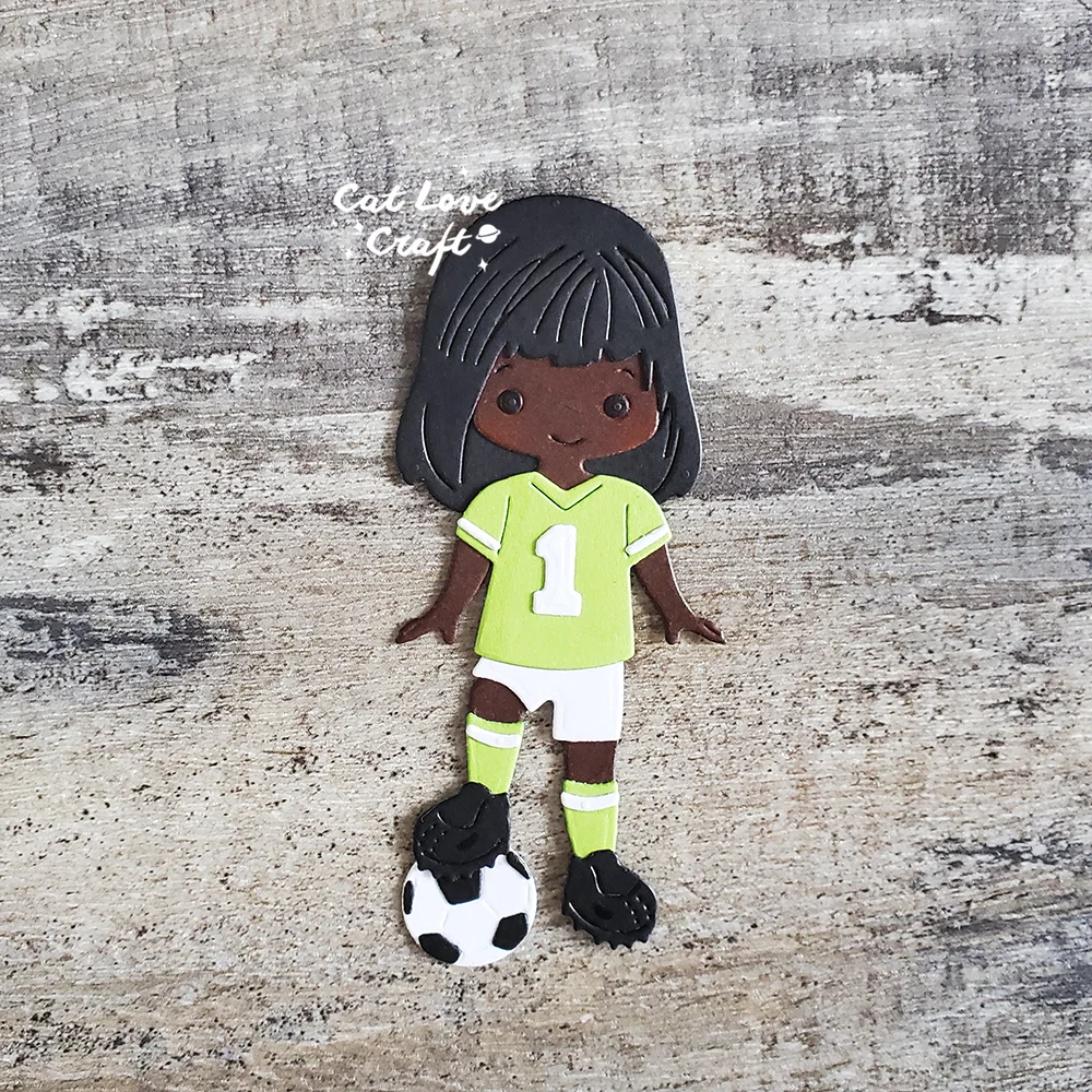 Nigikala Soccer player Boy Girl Metal Cutting Dies Scrapbooking Stencil Die Cuts Card Making DIY Craft Embossing New Die For 2023