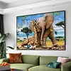 Diamond Painting-DIY Full Round Partial AB Drill Giraffe and Elephant(75x55cm)