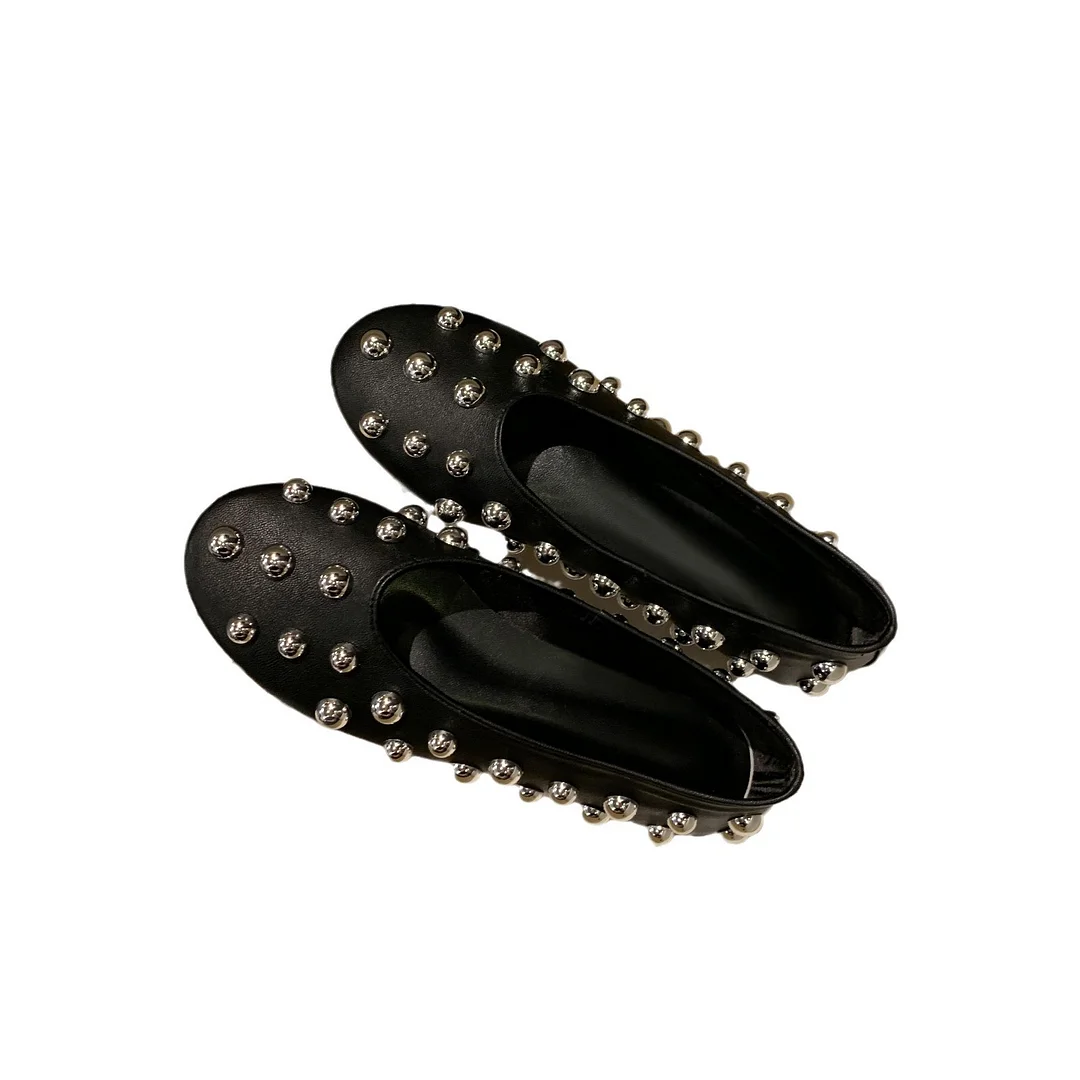 Yyvonne Women's Shoes Metal Decoration Small Scented Women's Shoes Soft Soles Are Not Tired Of Shallow Mouth Casual Single Shoes Women