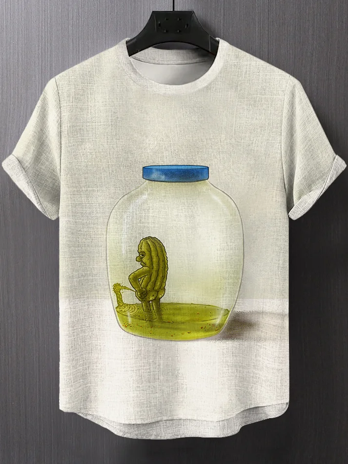 Men's Canned Pickle Graphic Print Casual T-Shirt