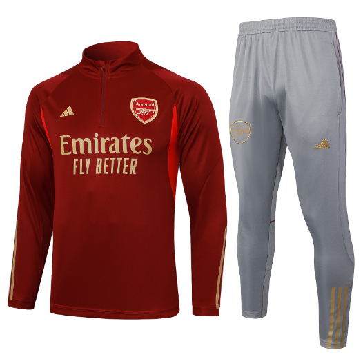 23/24 Arsenal Half-Pull Red Training Suit Jersey Set