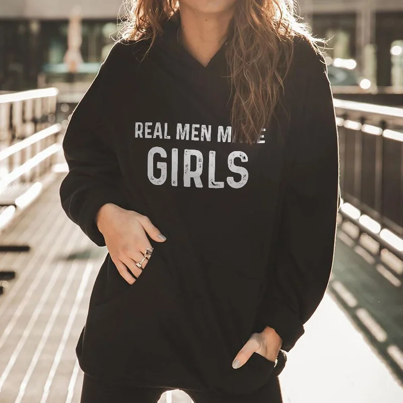 Livereid Real Men Make Girls Printed Women's Casual Hoodie - Livereid