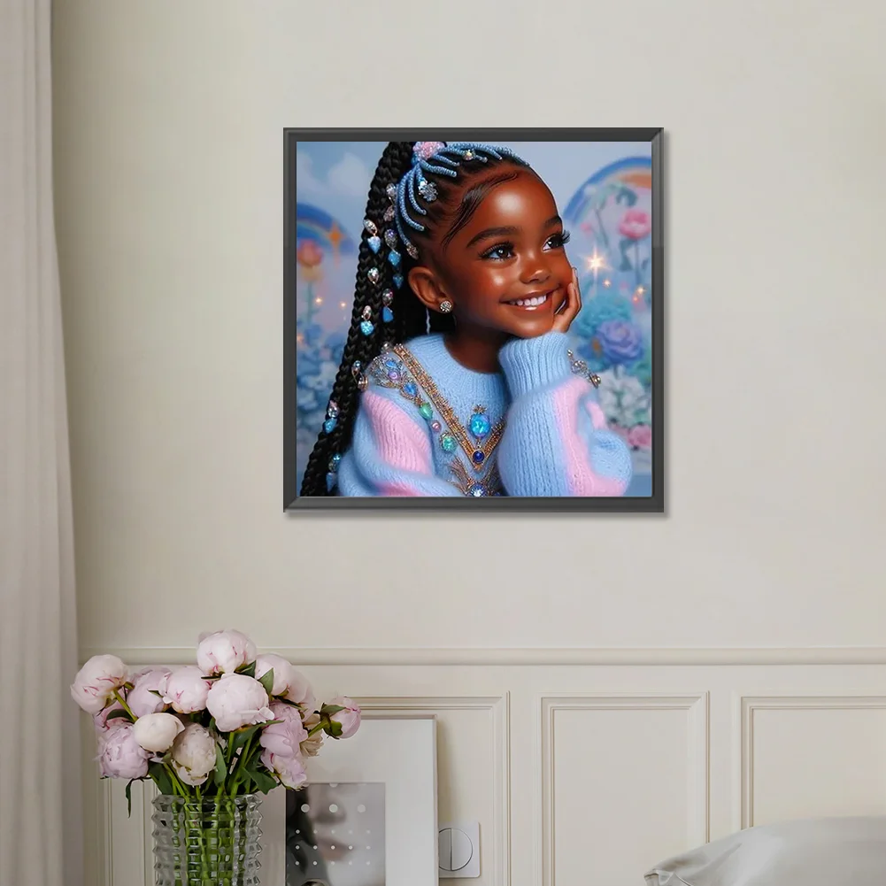 Diamond Painting - Full Round Drill - Black Girl(Canvas|30*30cm)