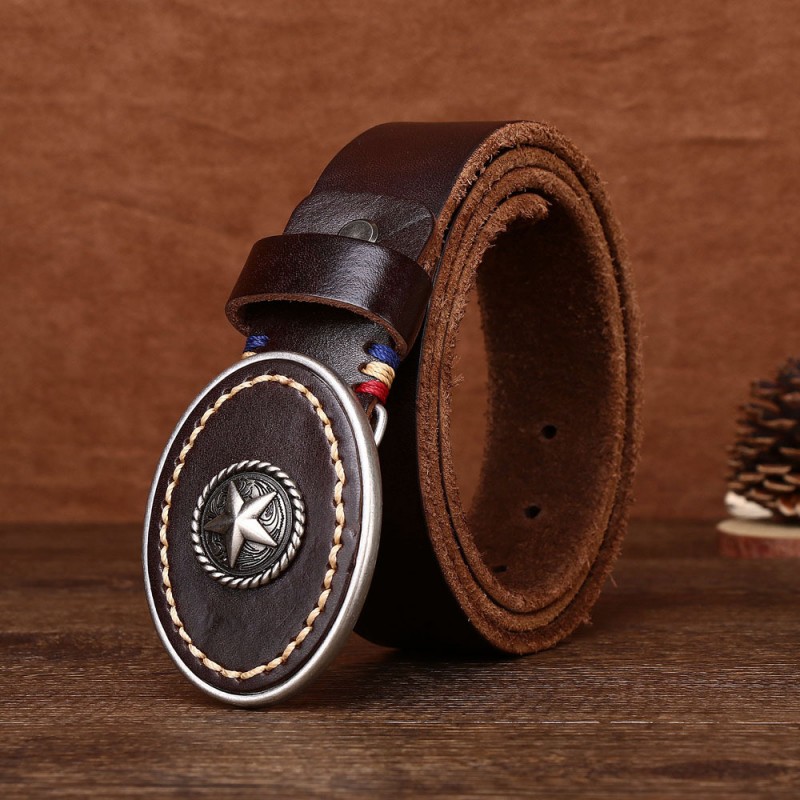 5.5mm Thick Smooth Buckle Head Layer Cowhide Vintage Belt DANRRIO.COM DANRRIO