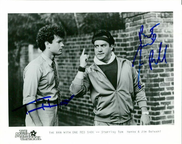 Tom Hanks & Jim Belushi (Vintage) signed The Man with One Red Shoe 8x10 Photo Poster painting