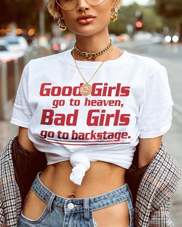 Letter Printed Loose Short Sleeve T-shirt