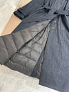 Women's Mid-Length Denim Trench Coat Autumn Winter Beaded Long Sleeve Turn-down Collar Single Breasted Loose Down Jacket