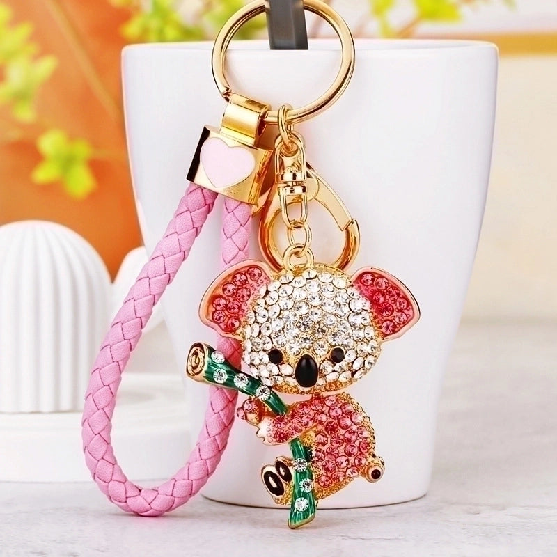 12 Pieces Cartoon Style Color Block Metal Inlay Rhinestones Women's Keychain