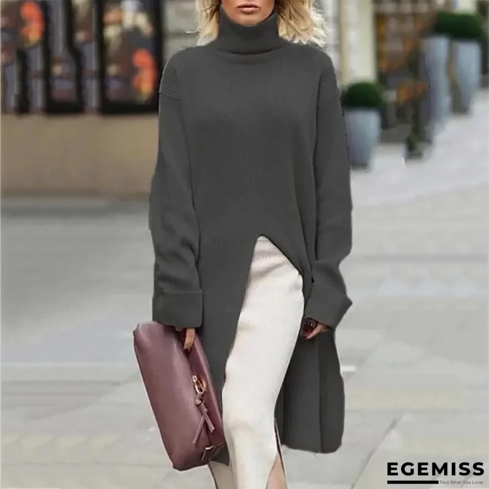 Casual Long Sleeve Turtleneck Sweater | EGEMISS