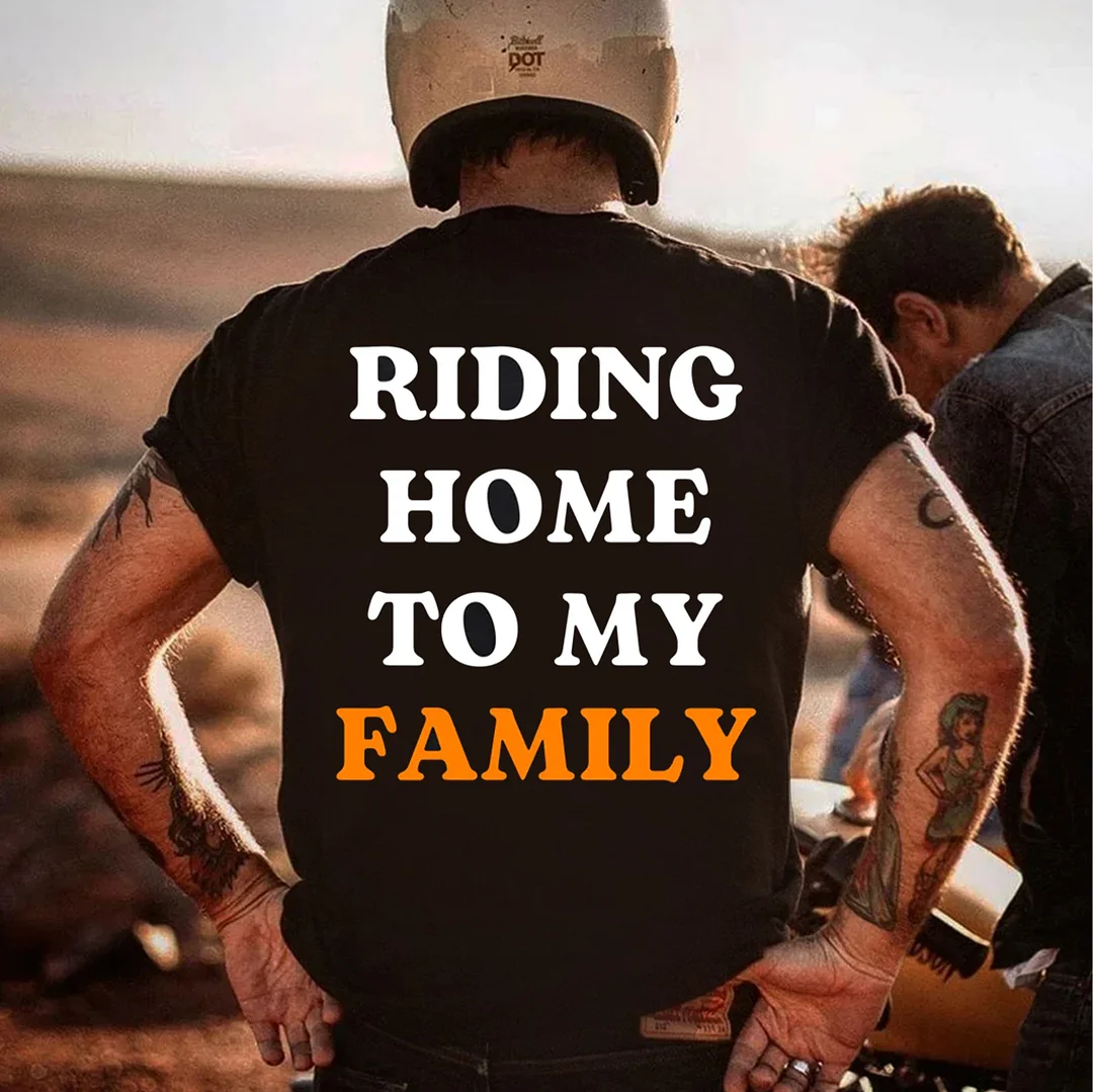 RIDING HOME TO MY FAMILY Black Print T-Shirt