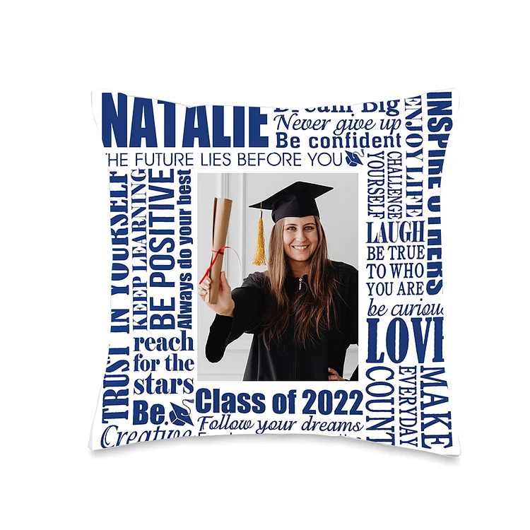 Graduation Gift Personalized Photo Pillow Cover Inspirational Keepsake