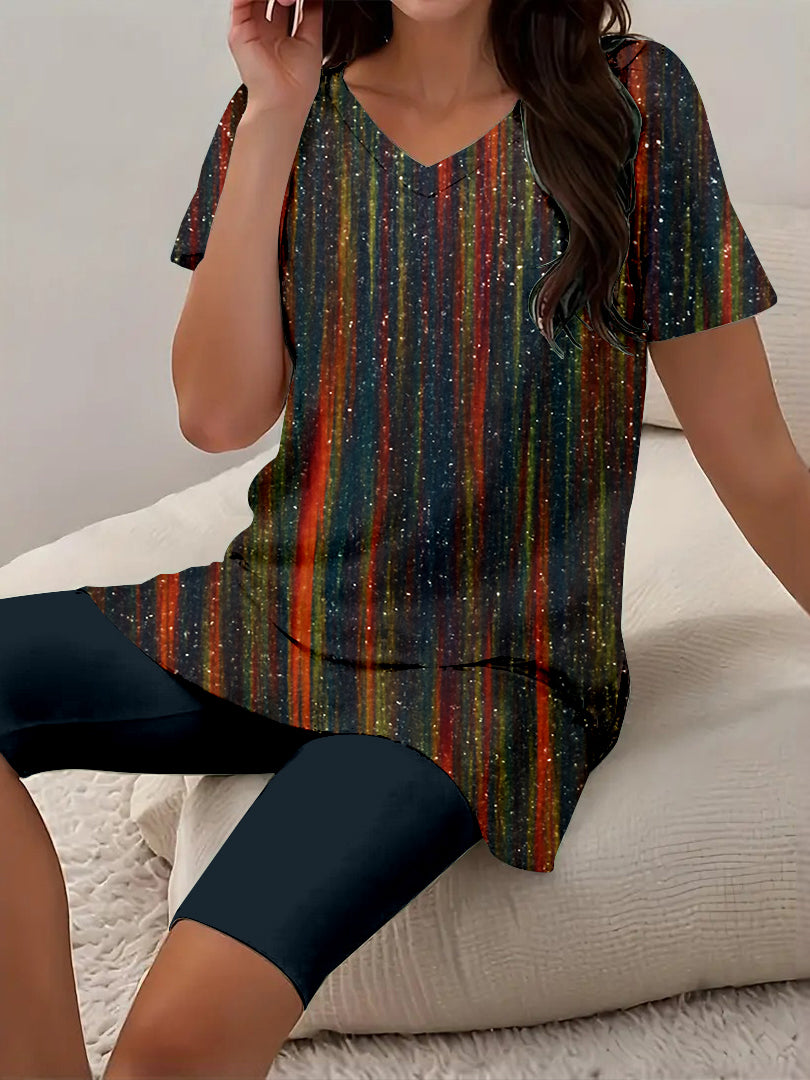 Women Long Sleeve V-neck Graphic Floral Printed Top