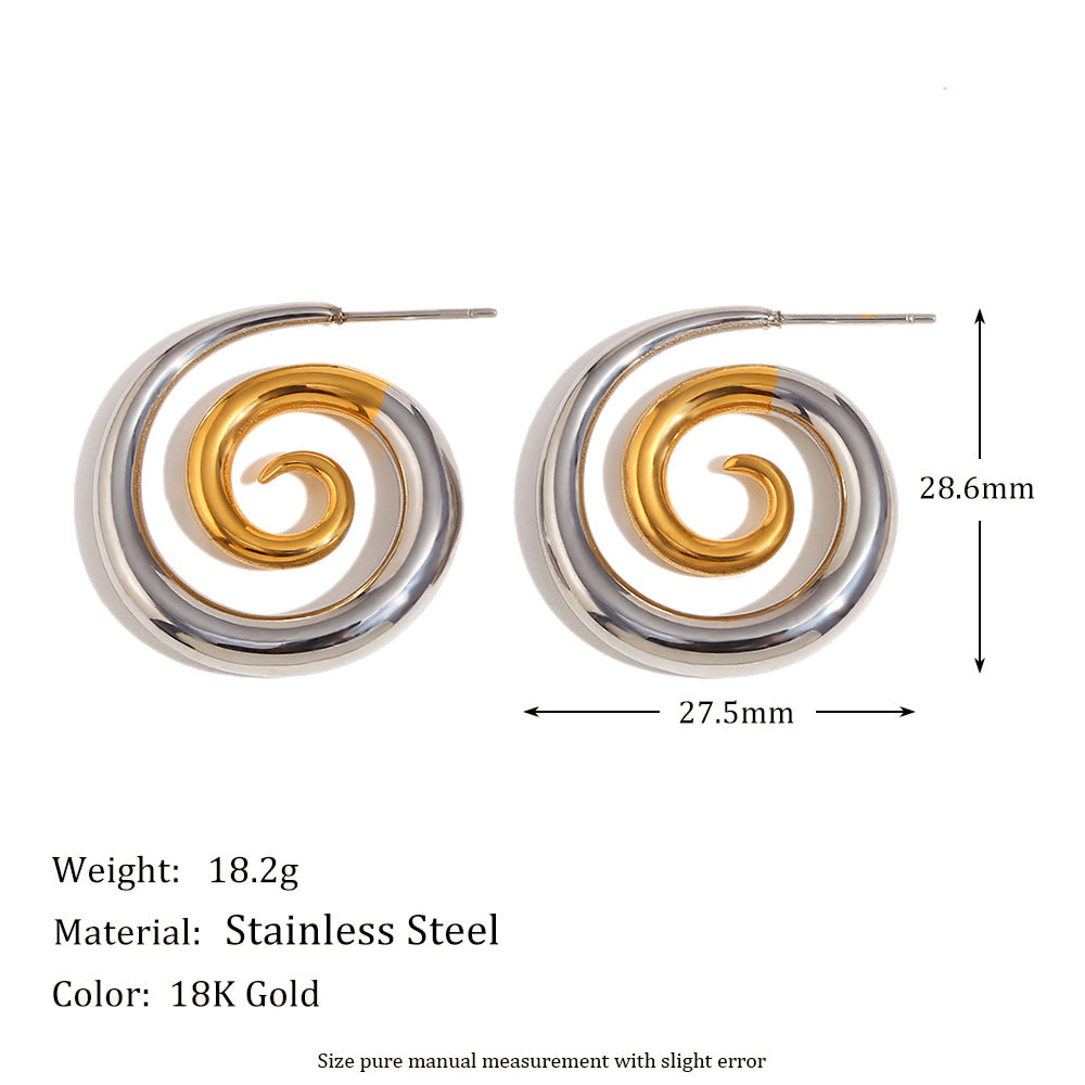 Niche Design Gold Earrings Stainless Steel 18K Gold Plated Two-Tone Mouth Christmas Tree Earrings For Women