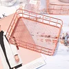 Mealivos Elegant Rose Gold Tie Collection Basket Rectangle Debris Girl Desktop table Storage Basket