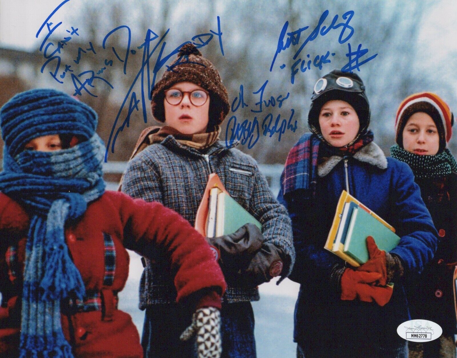 PETER BILLINGSLEY & IAN PETRELLA +1 Signed 8x10 A CHRISTMAS STORY Photo Poster painting JSA COA