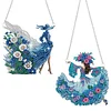 2Pcs Girl 2D Flat DIY Hanging Diamond Art Ornament Window Pendant (Floral Skirt)