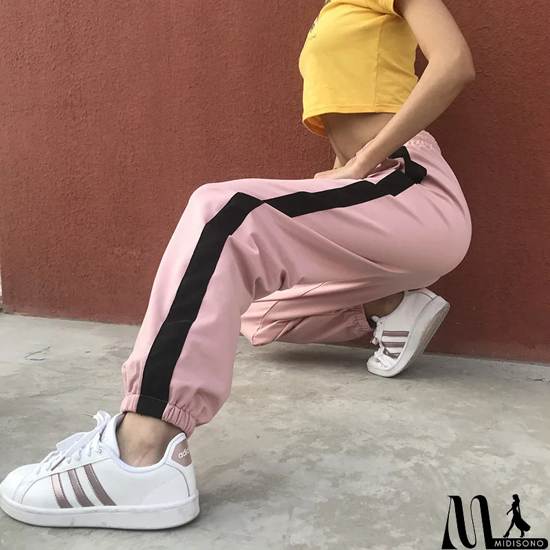 MidiSono - Summer Casual Fashion Multicolor Sweatpants Women High Waist Leisure Pants Trousers