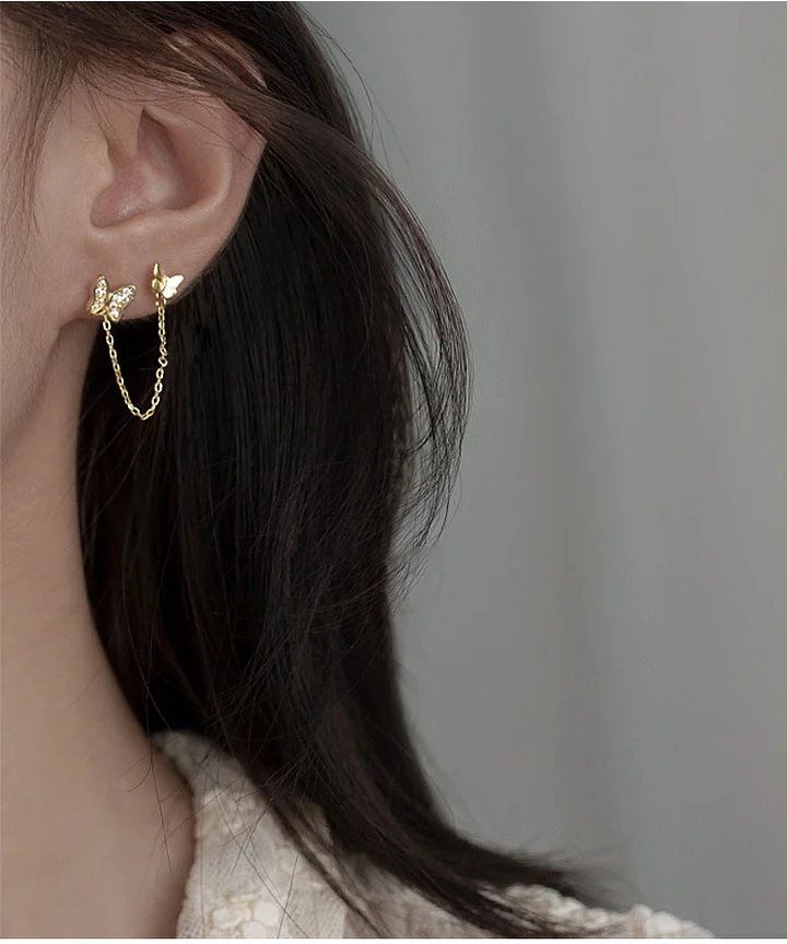 片耳（左右兼用）二重チョウ ピアス