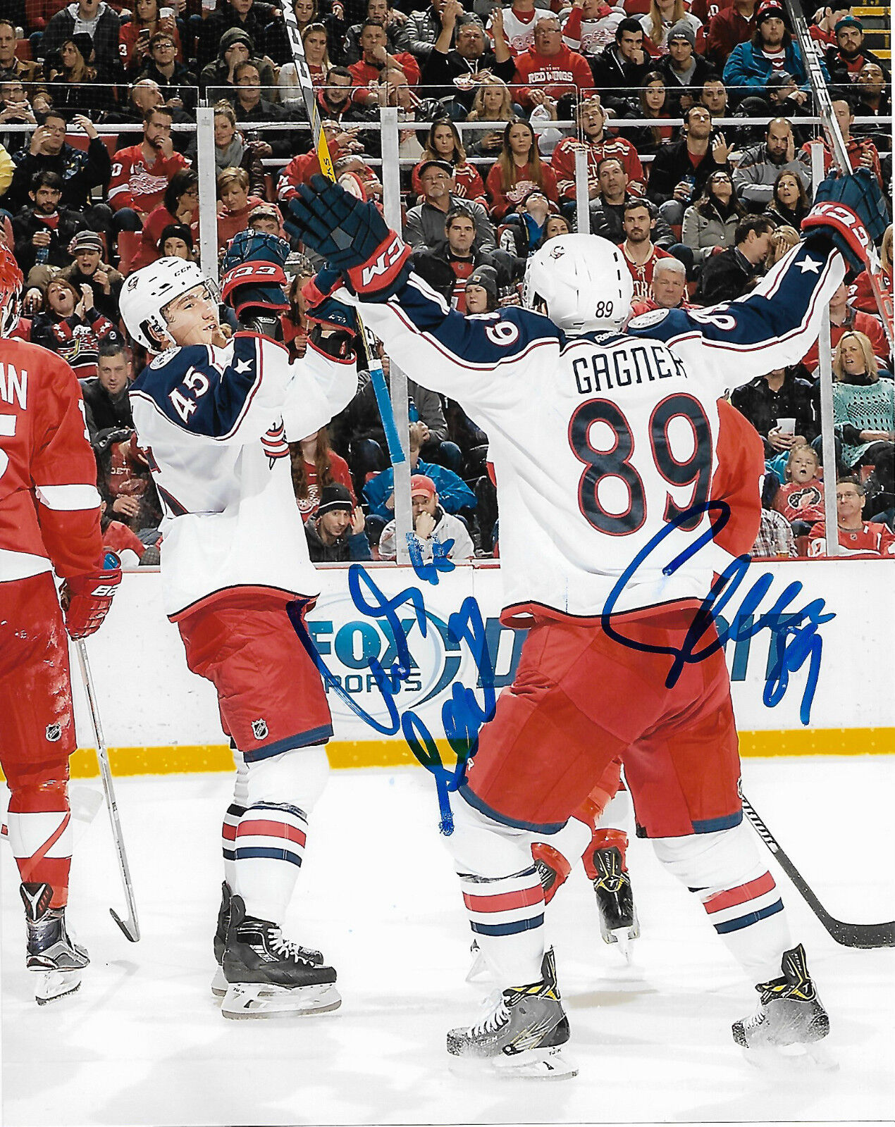 Columbus Blue Jackets Lukas Sedlak Sam Gagner Signed Autographed 8x10 Photo Poster painting COA