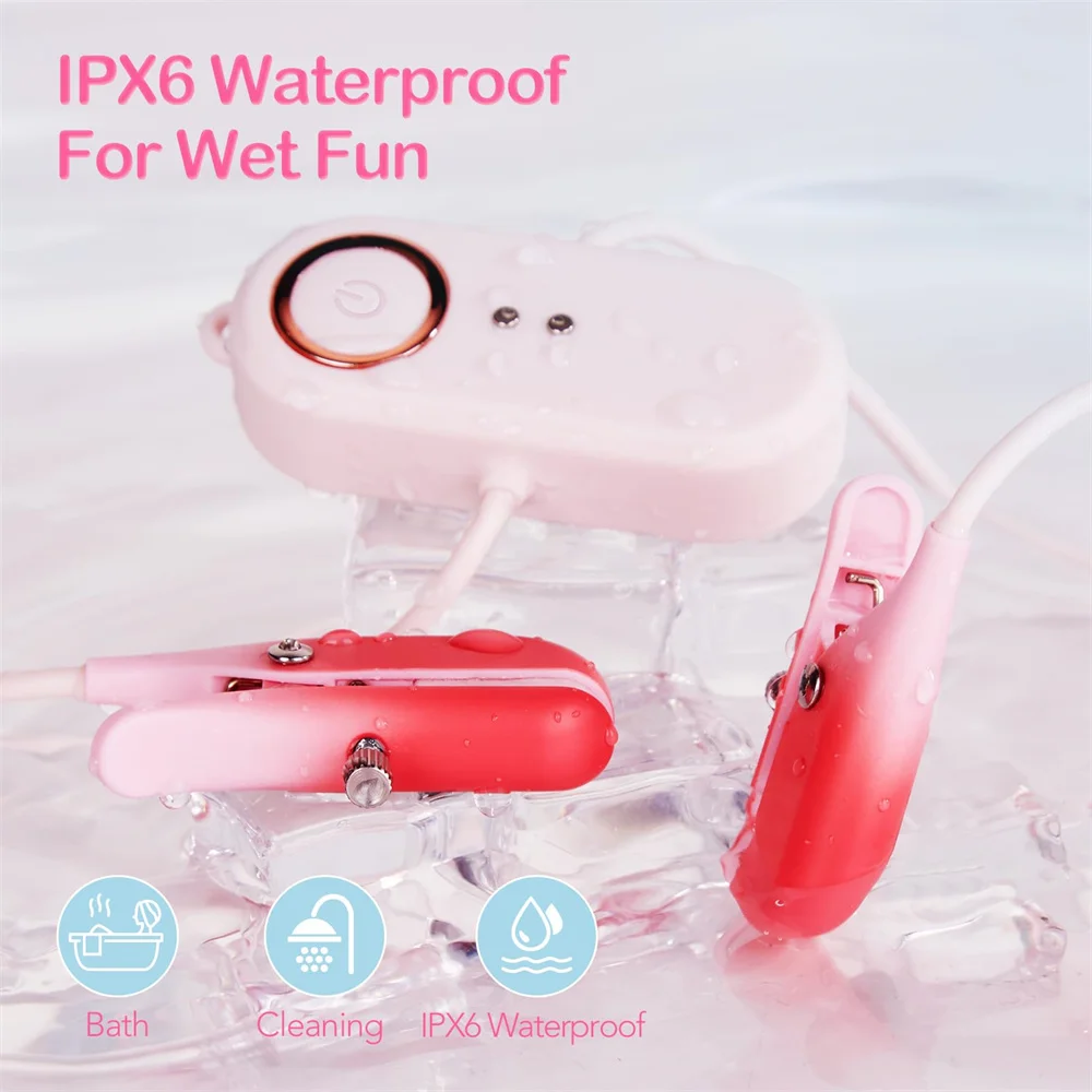 Gradient Pink Wearable Nipple Clamps Vibrator