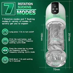 Automatic Male Masturbator With Tongue Licking, 7 Rotating And Sucking