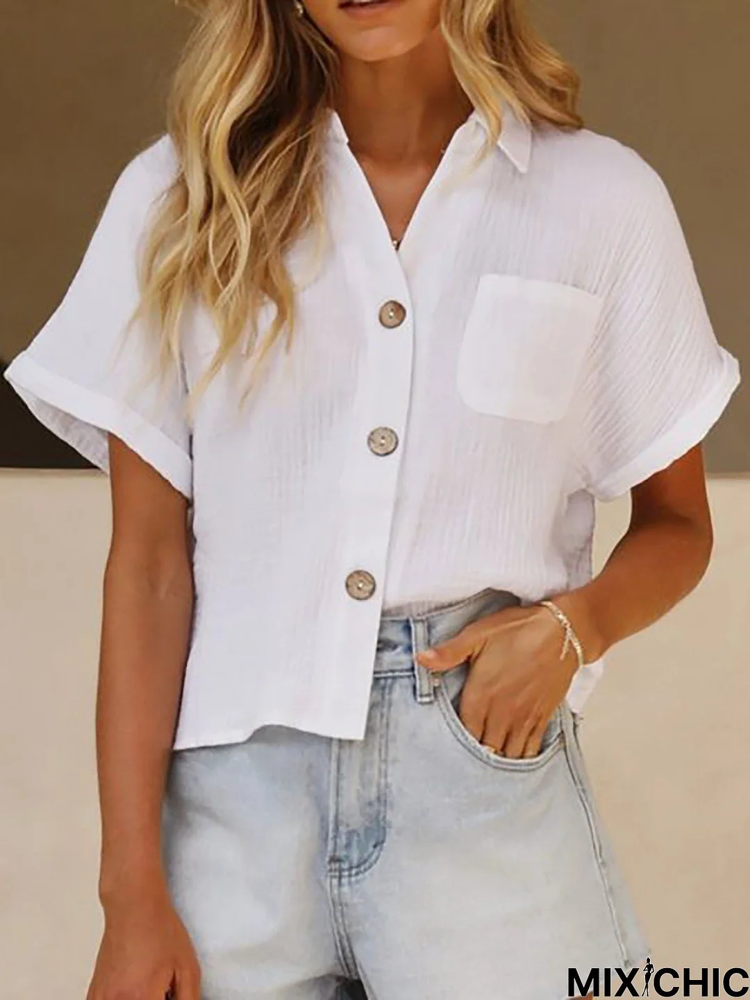 Short Sleeve Plain Shift Top