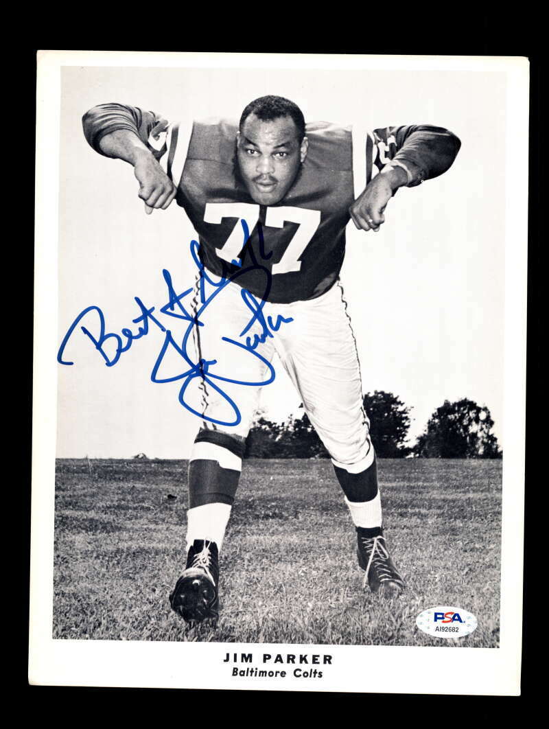 Jim Parker PSA DNA 1960`s Signed Baltimore Colts 8x10 Autograph Photo Poster painting