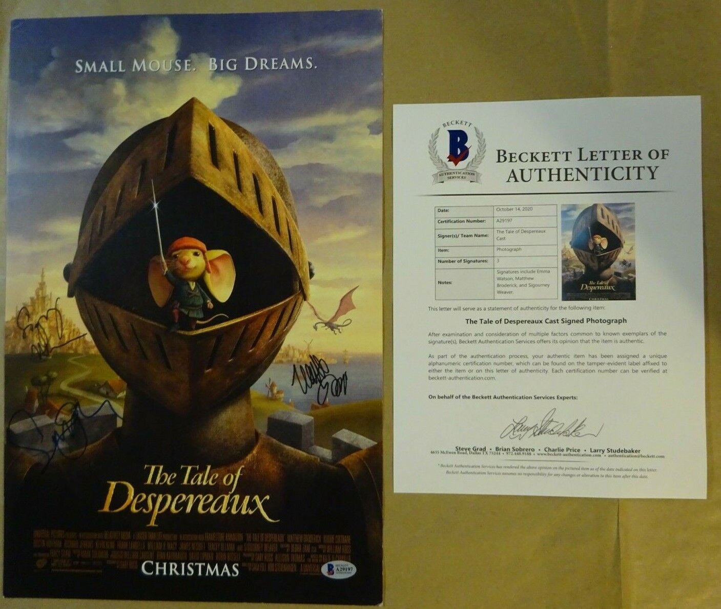 Signed TALE OF DESPEREAUX 11x17