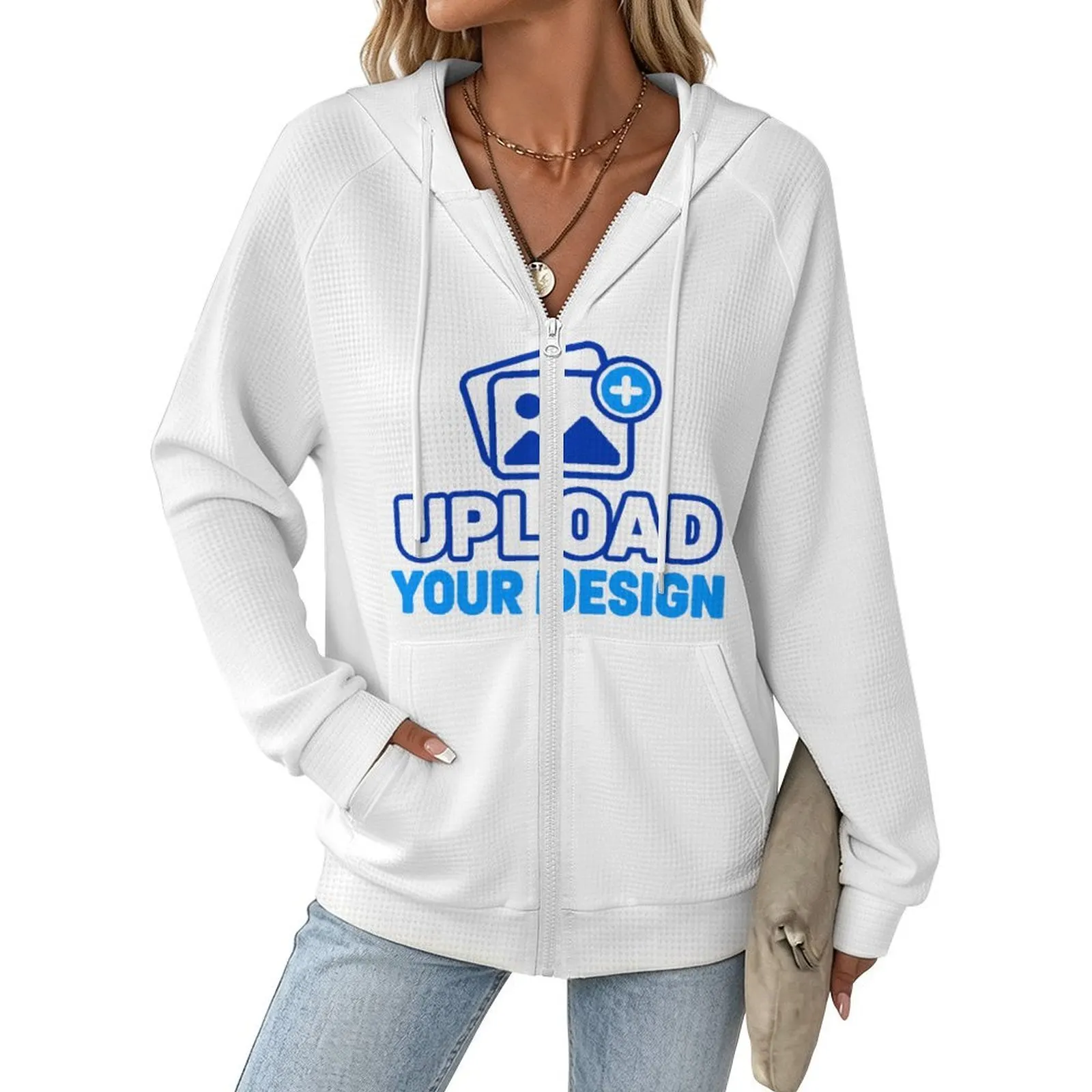 Custom Waffle-Knit Full-Zip Hoodie product image 8