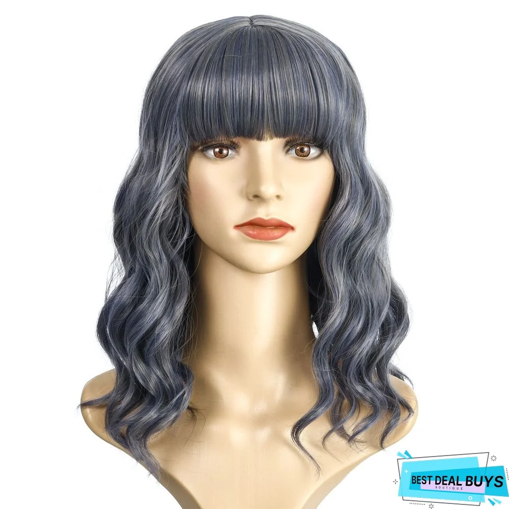 European and American Short Curly Hair with Bangs and Chemical Fiber Headgear