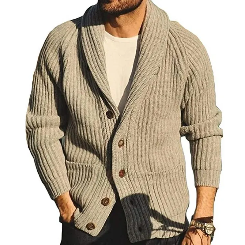 Uveng Uveng Men's Solid Color Clip Long Sleeves Wear Knits 1950S Vintage Sweater Tide SY0055