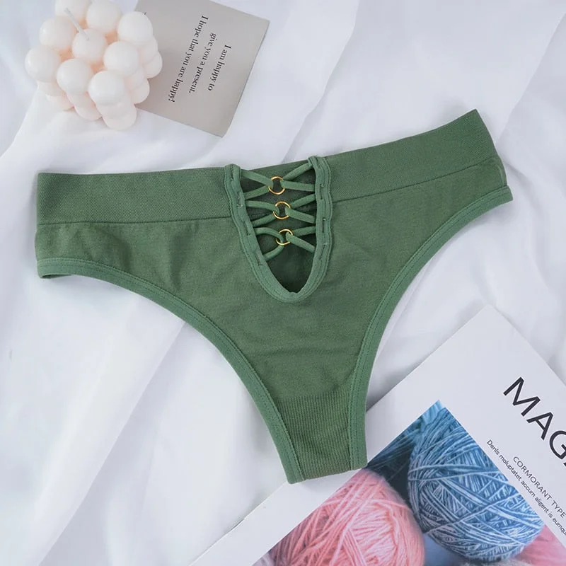 Cotton Women Hollow Out Thong Panties Underwear Seamless Sport Briefs Low Waist Female Solid Panty Comfort Lady Lingerie