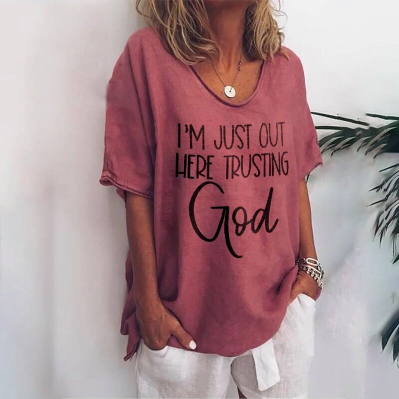 I'm Just Out Here Trusting God Graphic Tees