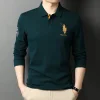 Solid color embroidered business casual polo shirt