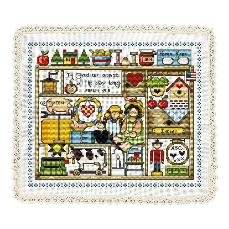 Cotton 14CT 2 Strand Honey Doll Cross Stitch Throw Pillowcase 30x26cm for Arts gbfke