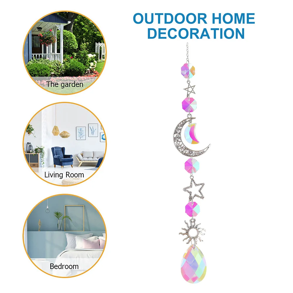 Crystal Wind Chime Prism Catchers Ornament Curtain Home Garden Pendant (B)
