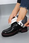 Women's Knitted Patched Lace-up Heeled Ankle Martens Boots