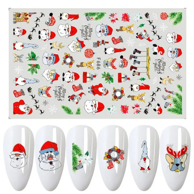 Nail Stickers Back Glue Halloween Skull Pumpkin Christmas Snowman Snowflake Designs Nail Decal Decoration Tips For Beauty Salons-Nail Inspo