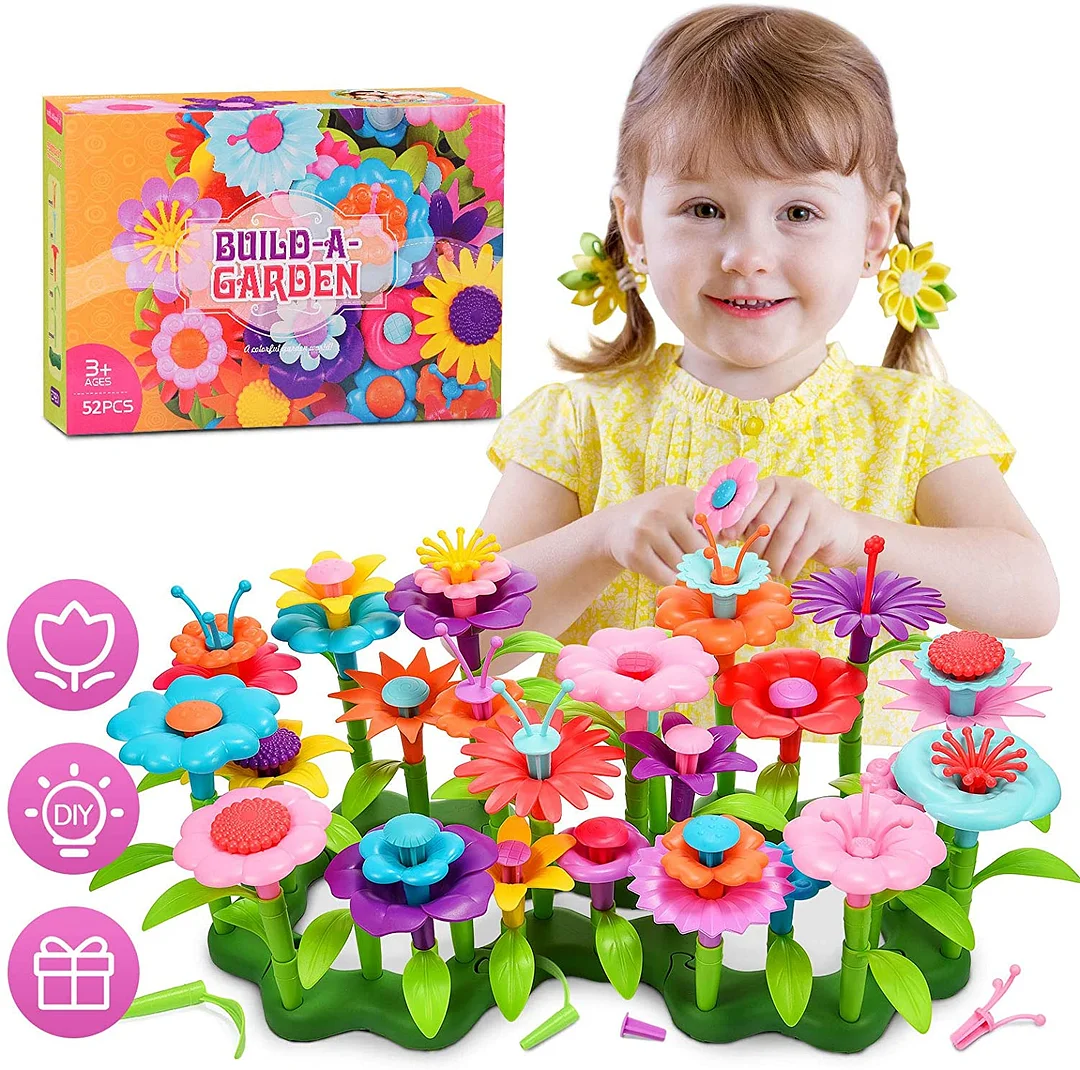 Flower Garden Building Set and Best Birthday Gift for Toddlers - Educational Activities for Kids Age 3-6