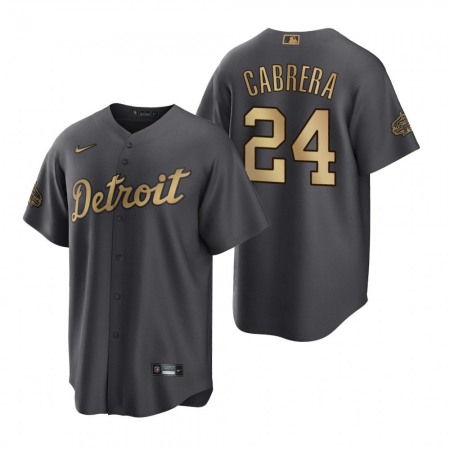 Men's Detroit Tigers #24 Miguel Cabrera 2022 All-star Charcoal Cool Base Stitched Jersey FYR0