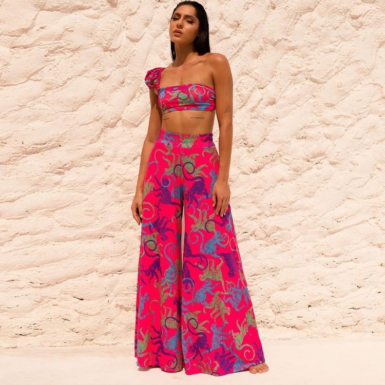 One Shoulder Bikini Swimsuit and Pants