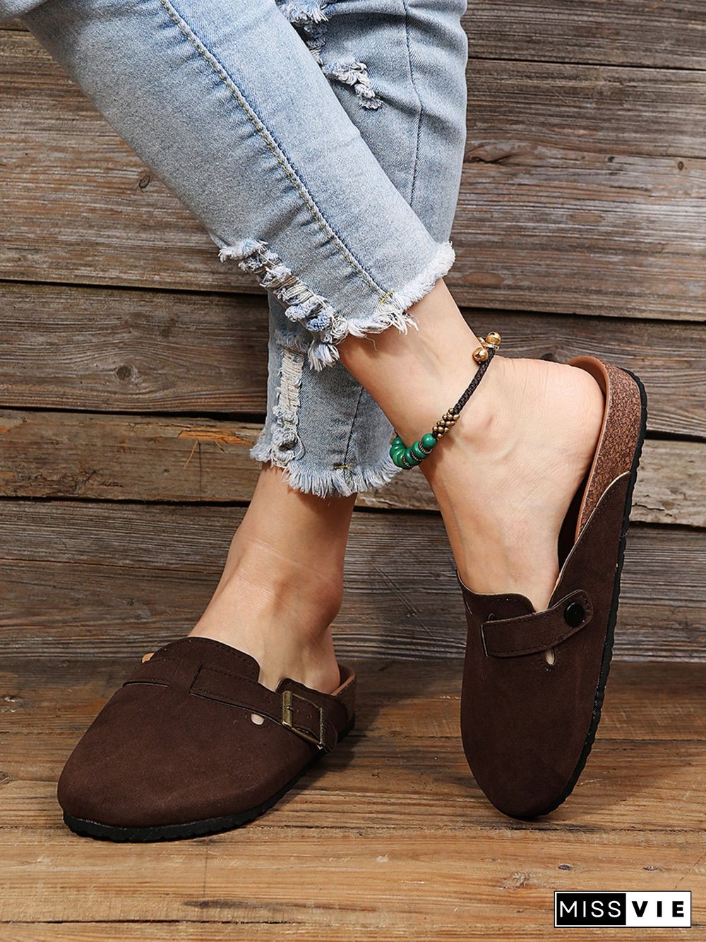 Solid Color Vintage Casual Mules