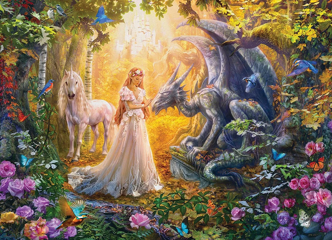 Princess and Dragon (canvas) full round or square drill diamond painting