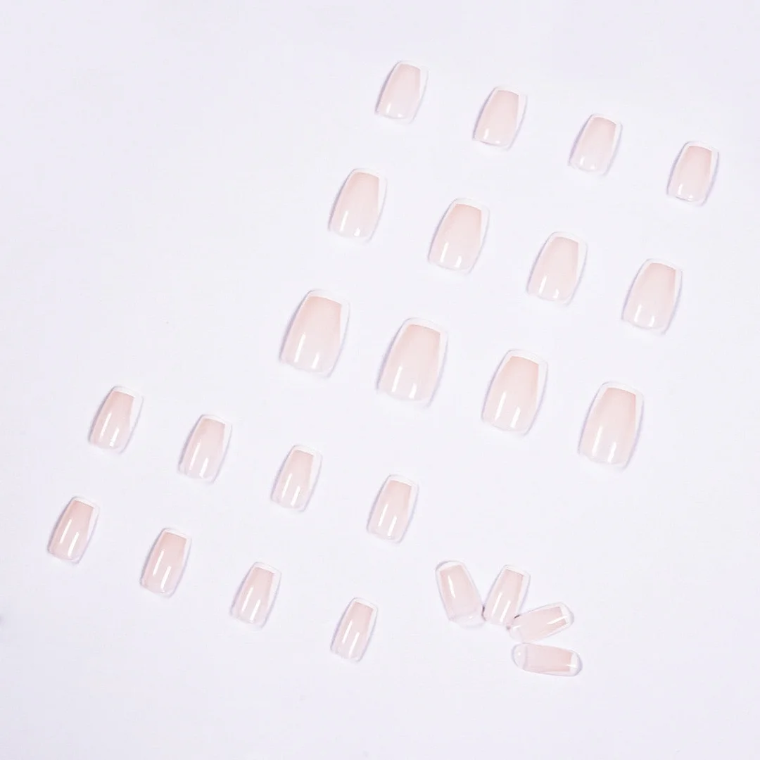 24pcs New French Style Fake Nails Full cover Fake Nails Glue DIY Manicure Nail Art Tools-Nail Inspo