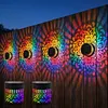 Solar Elegant Flower Wall Lights Waterproof Decorative Pathway Light 7-Color Changing Metal Projector Lamps for Backyards/Patio/Porch